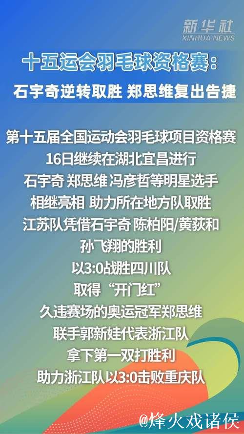 十五运会羽毛球资格赛:石宇奇上演逆转 郑思维复出首战告捷 十五运会羽毛球资格赛:石宇奇上演逆转 郑思维复出首战告捷